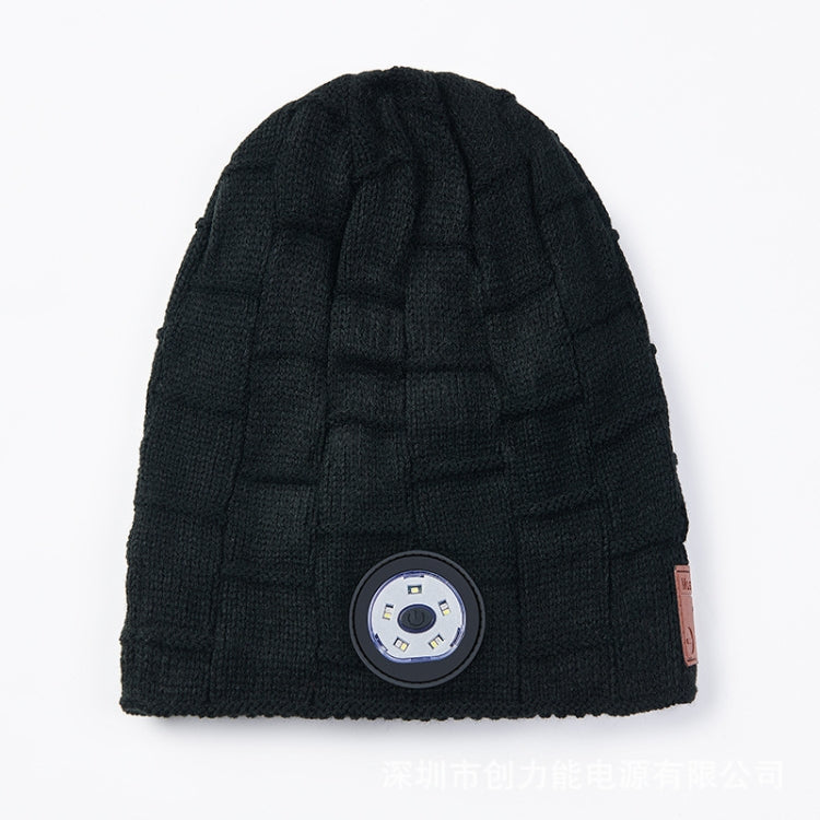 RG5-BL Bluetooth LED Lighting Music Knit Hat Plus Velvet Night Running Lamp Hat(Black) Eurekaonline