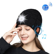 RG5-BL Bluetooth LED Lighting Music Knit Hat Plus Velvet Night Running Lamp Hat(Black) Eurekaonline