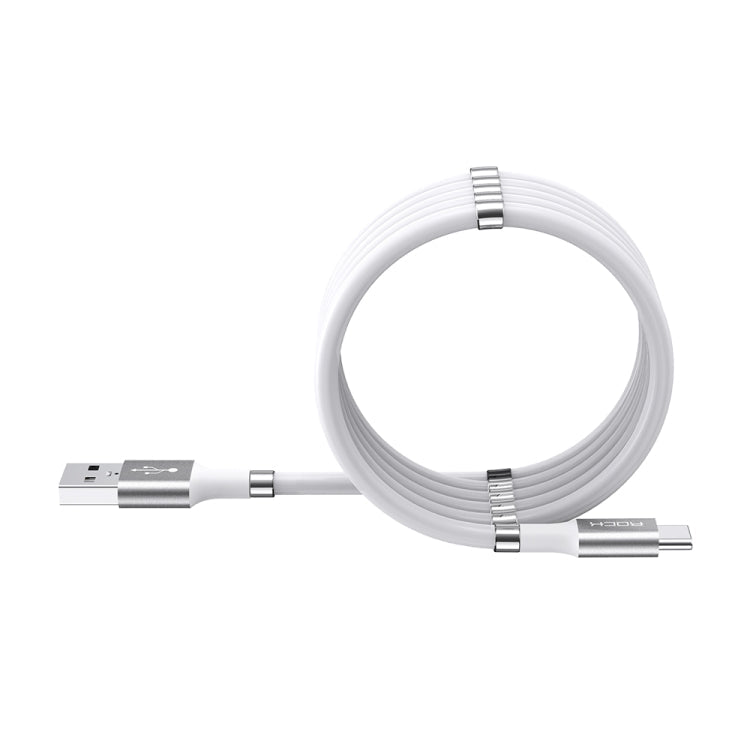  USB-C Silicone Magnetic Charging Data Cable, Length: 1.8m (White) Eurekaonline