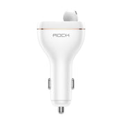 ROCK B401 2 in 1 3A USB Port Car Charger & V5.0 Bluetooth Right Ear Headset, Dual USB Interface, Support Hands-free Call(White) Eurekaonline