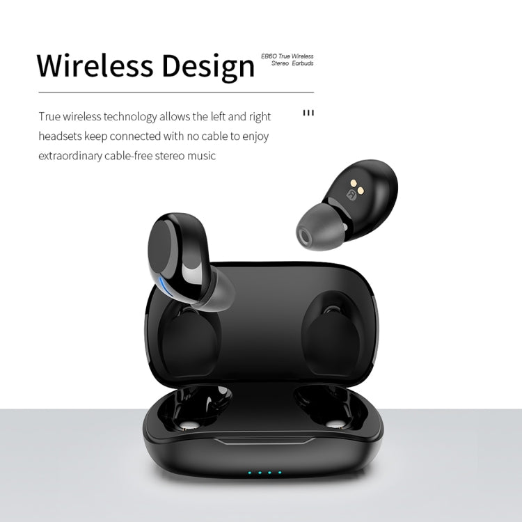 ROCK EB60 TWS Bluetooth 5.0 Mini Wireless Stereo Bluetooth Earphone(Black) Eurekaonline