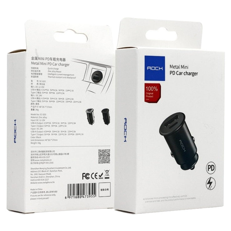 ROCK H15 Dual Port USB + USB-C / Type-C PD30W Car Charger (Black) Eurekaonline