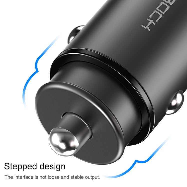 ROCK H15 Dual Port USB + USB-C / Type-C PD30W Car Charger (Black) Eurekaonline