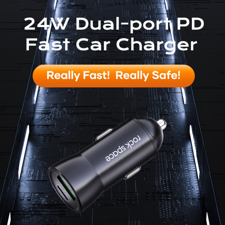  USB-C + USB Fast Charging Car Charger(Black) Eurekaonline