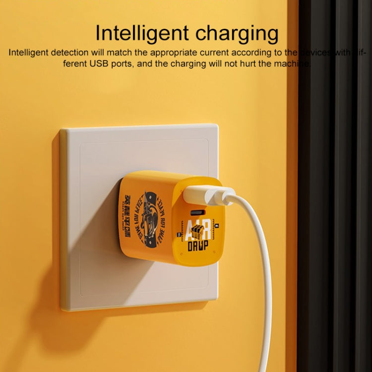 ROCK T42 PD 20W USB + TypeC / USB-C Dual Ports Fast Charging Travel Charger, US Plug (Orange) Eurekaonline