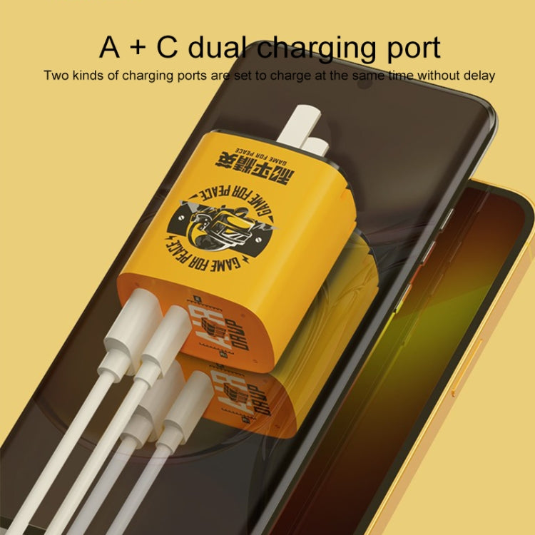 ROCK T42 PD 20W USB + TypeC / USB-C Dual Ports Fast Charging Travel Charger, US Plug (Orange) Eurekaonline