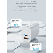 ROCK T51 30W Type-C / USB-C + USB PD Dual Ports Fast Charging Travel Charger Power Adapter, EU Plug(White) Eurekaonline