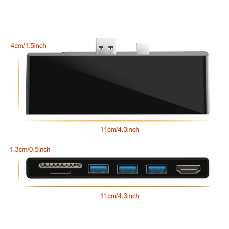 ROCKETEK SK-S5H 3 x USB 3.0 + HDMI + SD / TF Memory Card Reader HUB 4K HDMI Adapter(Black) Eurekaonline