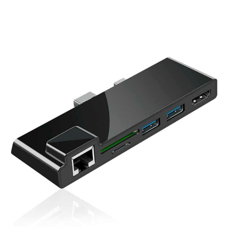 ROCKETEK SK-S5HL RJ45 + 2 x USB 3.0 + HDMI + SD / TF Memory Card Reader HUB 4K HDMI Adapter(Black) Eurekaonline