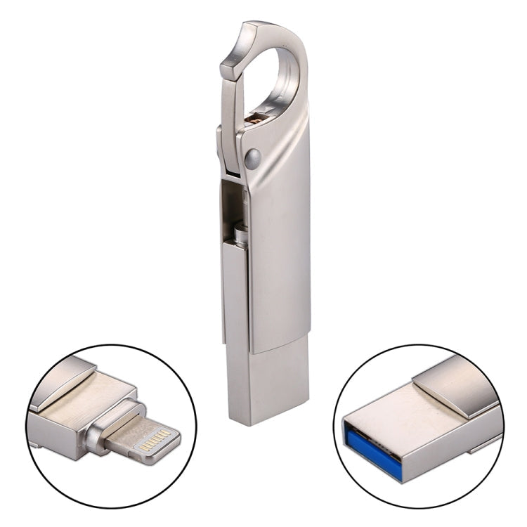 RQW-10F 2 in 1 USB 2.0 & 8 Pin 128GB Keychain Flash Drive Eurekaonline