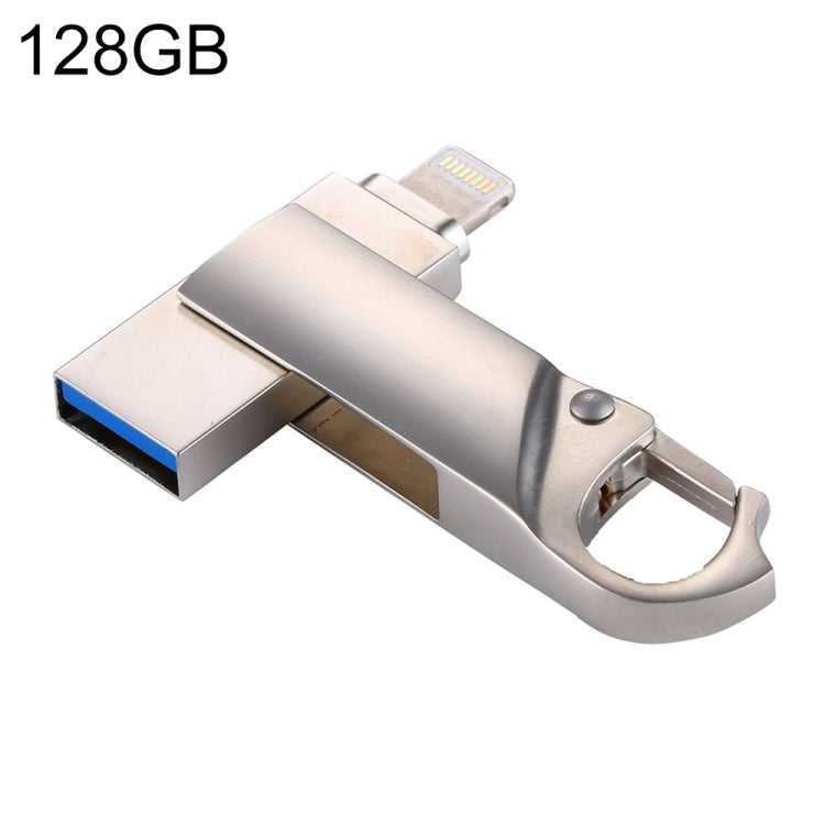 RQW-10F 2 in 1 USB 2.0 & 8 Pin 128GB Keychain Flash Drive Eurekaonline