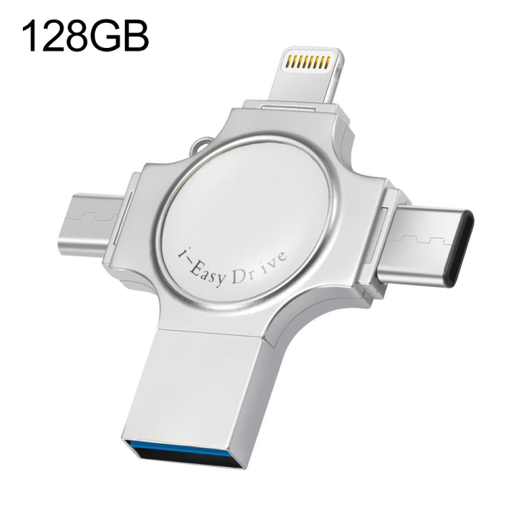 RQW-11S 4 in 1 USB 2.0 & 8 Pin & Micro USB & USB-C / Type-C 128GB Flash Drive Eurekaonline