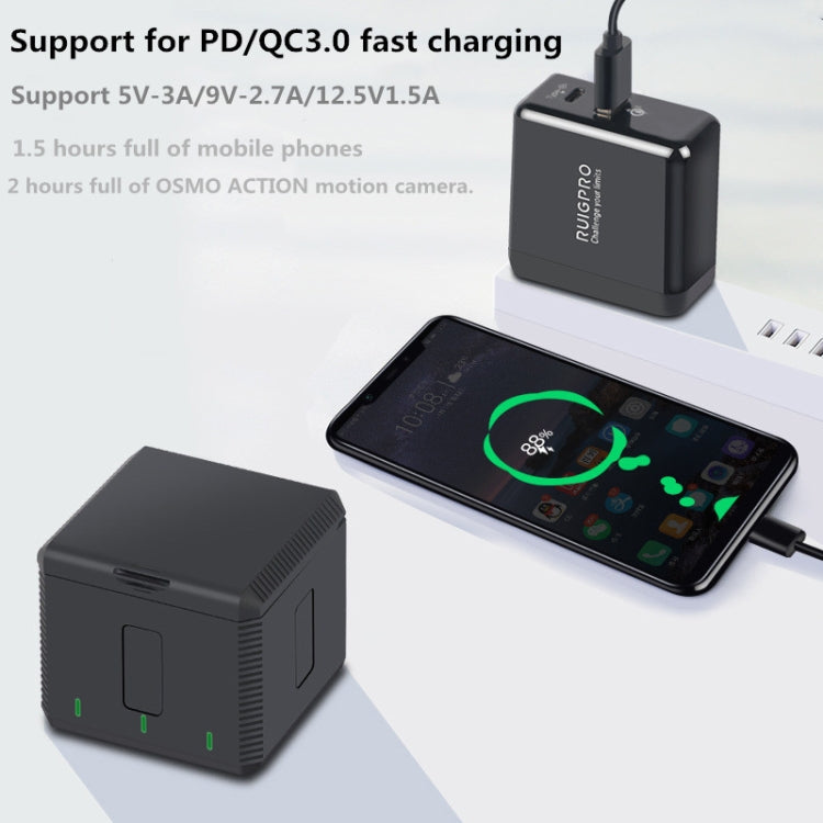 RUIGPRO 5V 3A QC 3.0 + PD Quick Charger Power Adapter for DJI OSMO Action, US Plug Eurekaonline