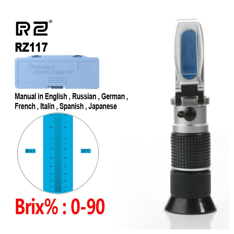 RZ117 Optical Brix Meter Handheld High Concentration Brix Meter Honey Sugar Meter 0-90 Range Eurekaonline