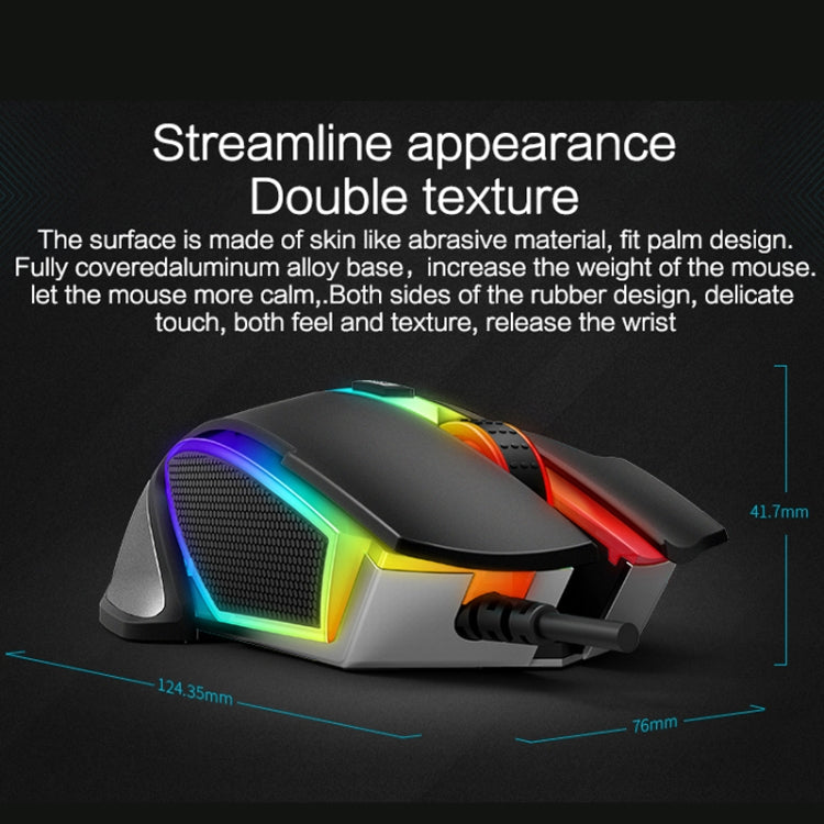Rapoo V302 7 Keys Color RGB Gaming Wired Mouse, Cable Length: 1.8m(Black) Eurekaonline