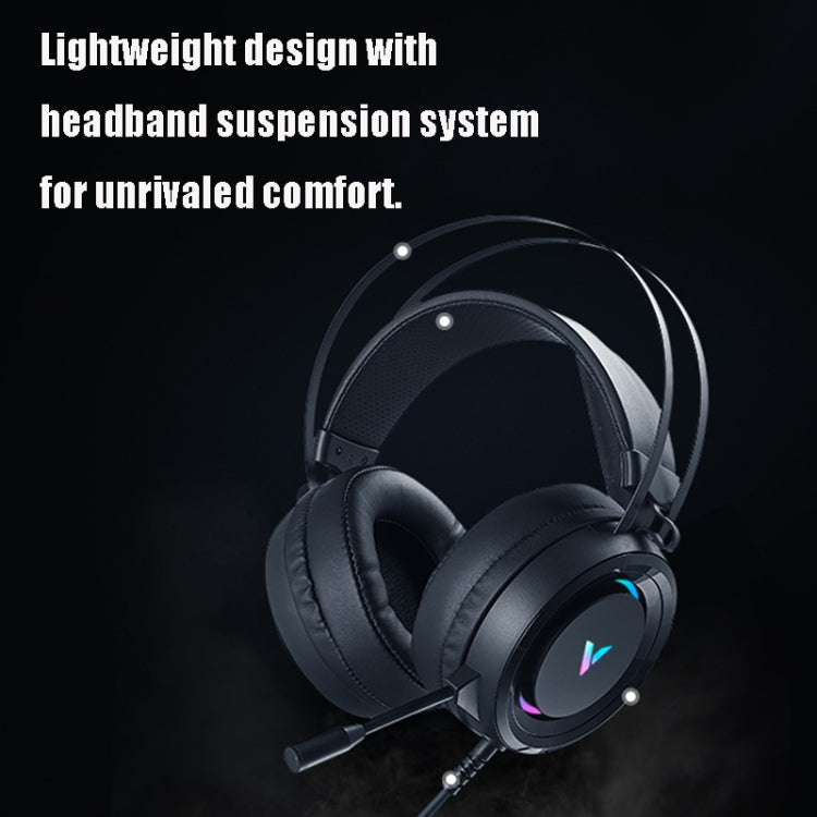 Rapoo VH500C Desktop Computer 7.1 Channel RGB Luminous Game Headset with Short Microphone, Cable Length: 2.2m(Black) Eurekaonline