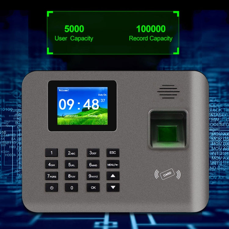 Realand AL325D Fingerprint Time Attendance with 2.4 inch Color Screen & ID Card Function & WiFi & Battery Eurekaonline