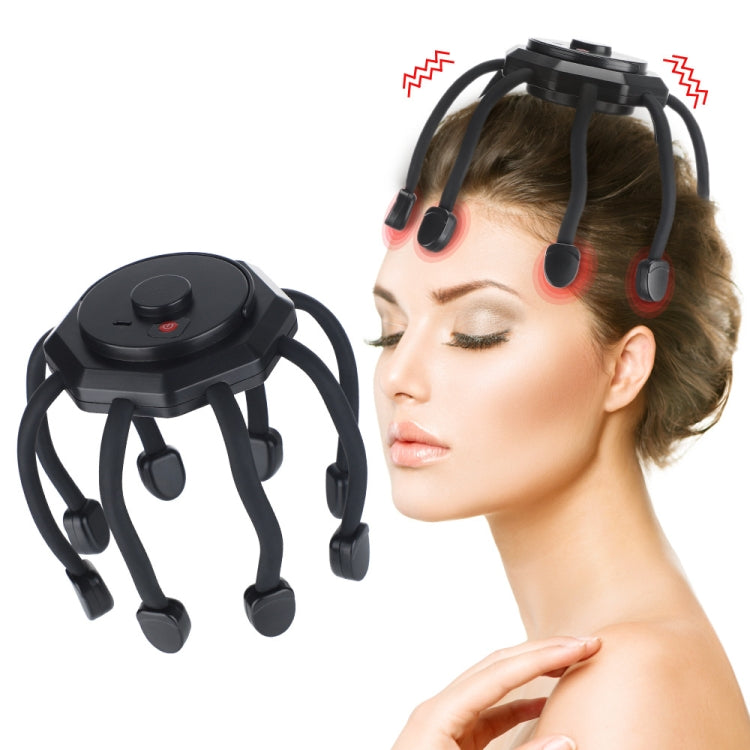 Rechargeable Octopus Scalp Massager 3 Vibration Modes Head Massager(Black) Eurekaonline