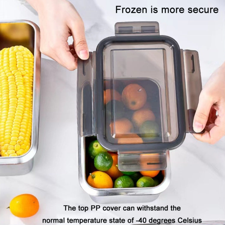 Refrigerator Refrigerated Storage Stainless Steel Airtight Crisper, Capacity: Rectangular 3 PCS/Set Eurekaonline