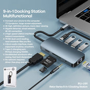 Remax RU-U91 Retor Series 9 In 1 Multi-function Type-C / USB-C HUB Docking Station(Dark Grey) Eurekaonline