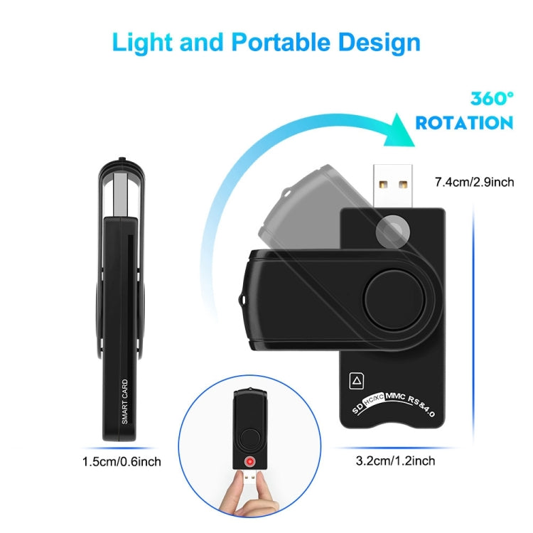 Rocketek CR310-B USB3.0 Multi-function IC Smart Card / SD / TF / SIM Card Reader Eurekaonline