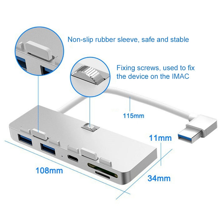 Rocketek For iMac Type-C / USB-C + Dual USB3.0 + SD / TF Multi-function HUB Expansion Dock Eurekaonline