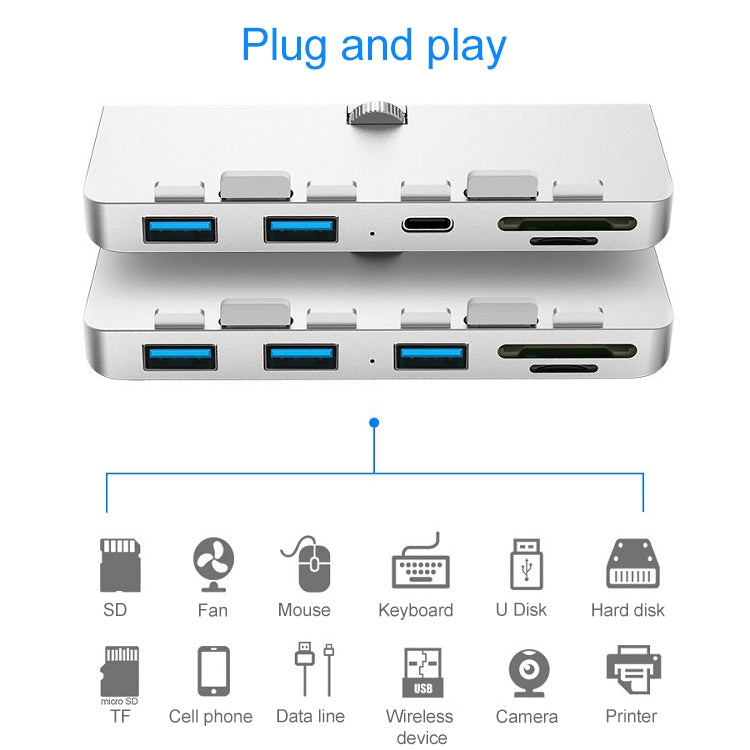 Rocketek For iMac Type-C / USB-C + Dual USB3.0 + SD / TF Multi-function HUB Expansion Dock Eurekaonline