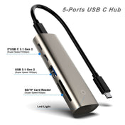 Rocketek HC463 USB3.1 Gen2  to Type-C 3.1 + USB 3.1 + SD / TF 6 in 1 HUB Adapter Eurekaonline