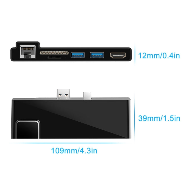 Rocketek SH768 6 in 1 RJ45 / USB 3.0 / HDMI / SD / TF HUB Adapter for Surface Pro 5 / 6 Eurekaonline