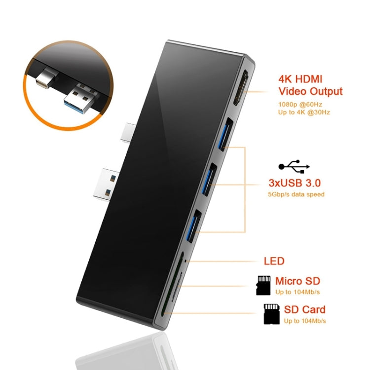 Rocketek SH768 6 in 1 USB 3.0 / HDMI / SD / TF HUB Adapter for Surface Pro 4 Eurekaonline