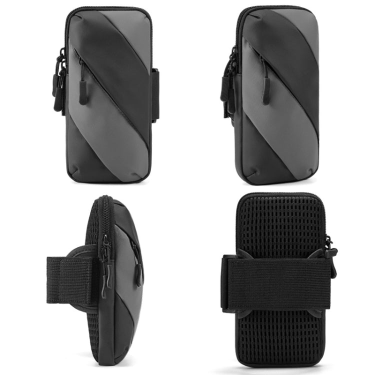 Running Mobile Phone Arm Bag Outdoor Equipment Wrist Bag(Black Gray) Eurekaonline
