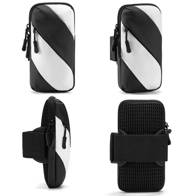 Running Mobile Phone Arm Bag Outdoor Equipment Wrist Bag(Black White) Eurekaonline