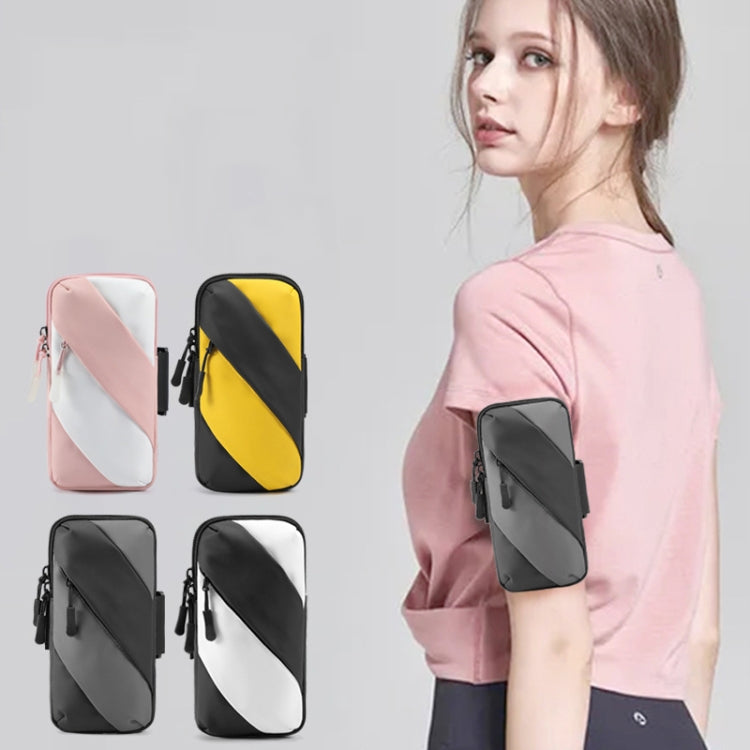 Running Mobile Phone Arm Bag Outdoor Equipment Wrist Bag(Pink White) Eurekaonline