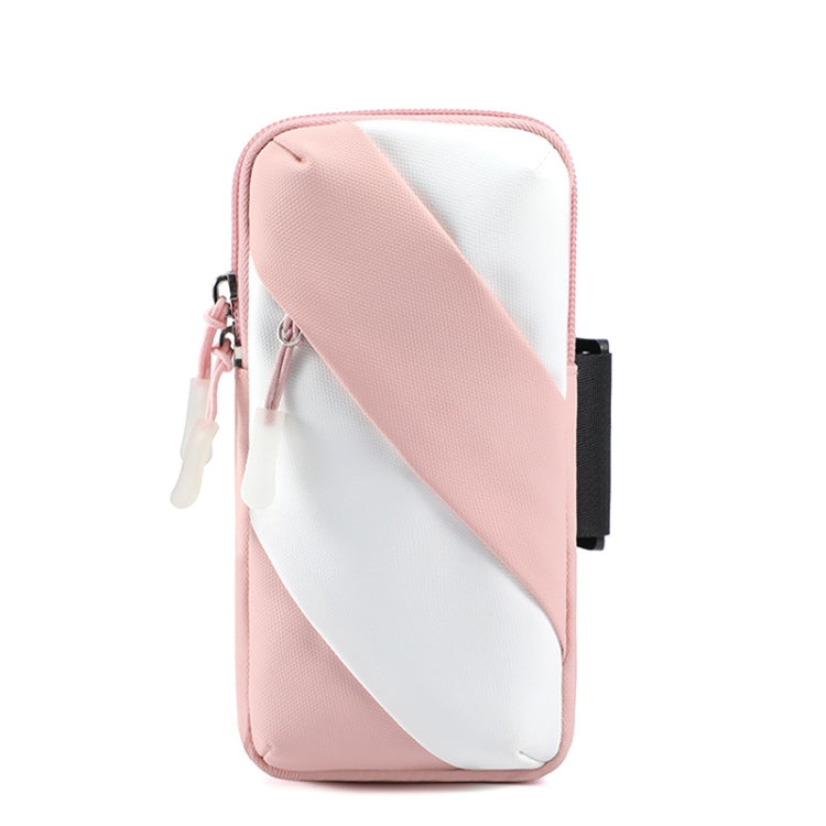 Running Mobile Phone Arm Bag Outdoor Equipment Wrist Bag(Pink White) Eurekaonline