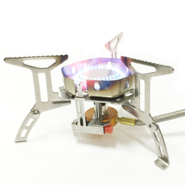 S187 Outdoor Portable Mini Stainless Steel Camping Stove Windproof Gas Stove (Silver) Eurekaonline