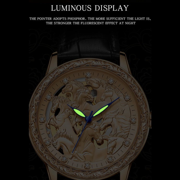 SANDA 7011 Leather Strap Luminous Waterproof Mechanical Watch(Black Silver) Eurekaonline