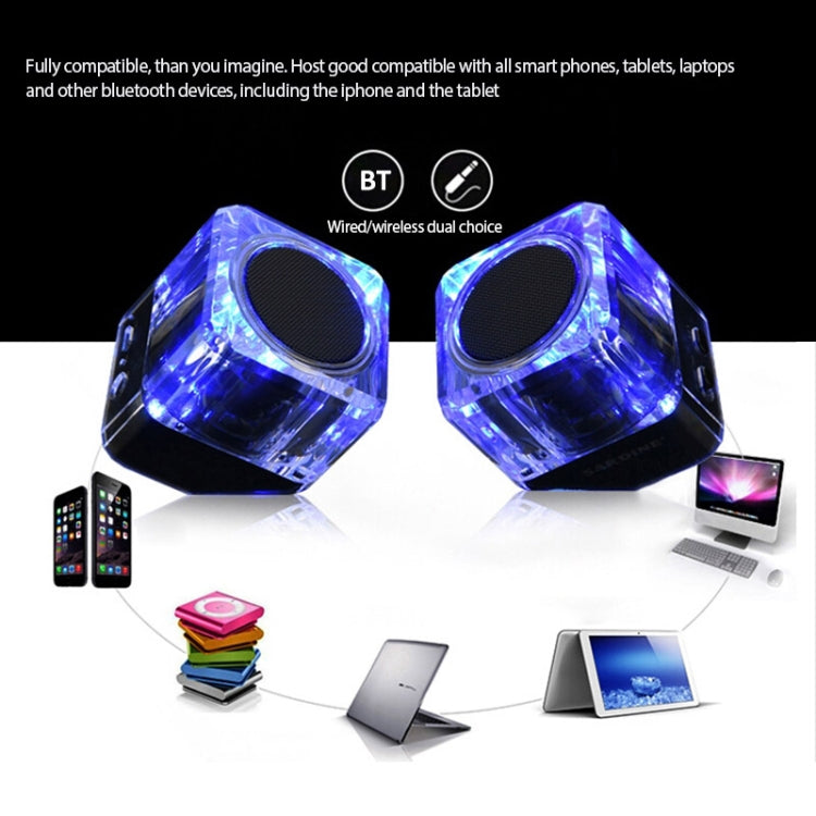SARDiNE B5 TWS Crystal Case Bluetooth Speaker with Mic & LED Light(White) Eurekaonline