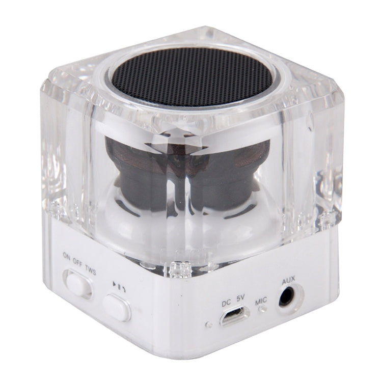 SARDiNE B5 TWS Crystal Case Bluetooth Speaker with Mic & LED Light(White) Eurekaonline