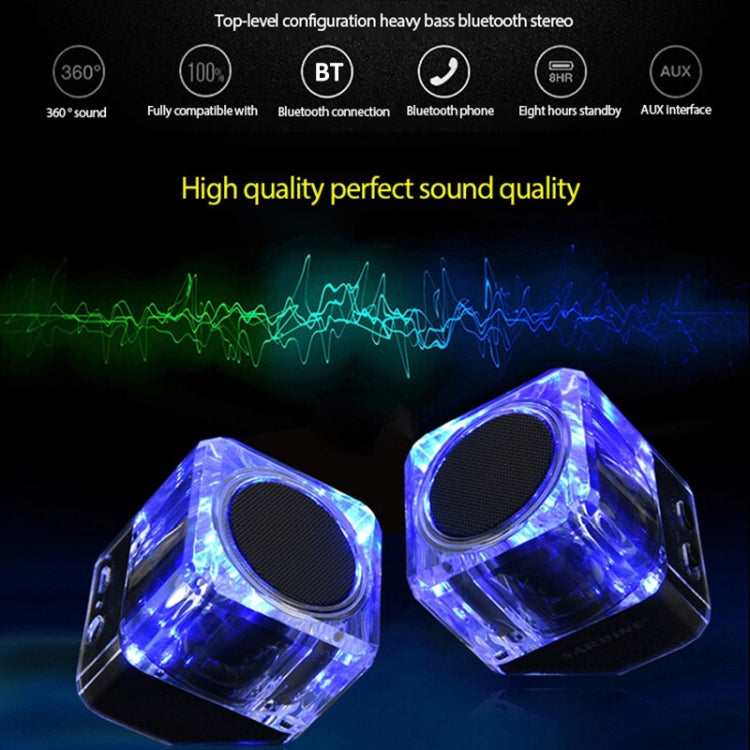 SARDiNE B5 TWS Crystal Case Bluetooth Speaker with Mic & LED Light(White) Eurekaonline