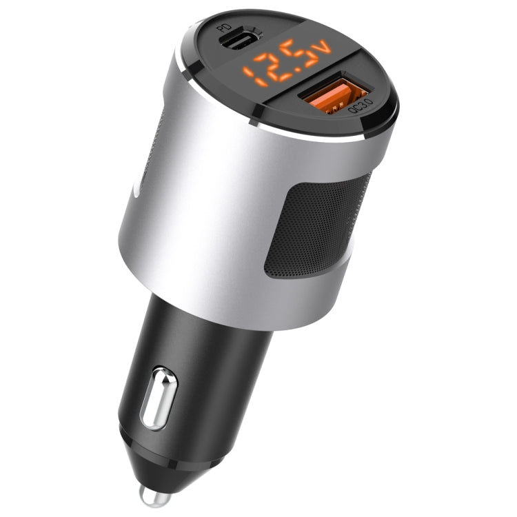 SC01 65W QC3.0 + PD Dual Ports Car Charger with Voltage Display(Silver) Eurekaonline