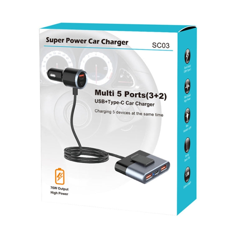 SC03 76W Output PD / QC3.0 Fast Charge Extended Car Charger Eurekaonline