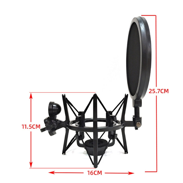 SH-101 Microphone Shockproof Bracket Condenser Microphone Blowout Cover Set(Black) Eurekaonline