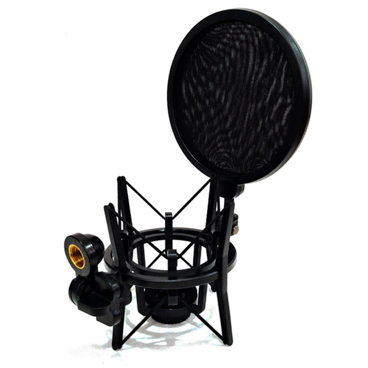 SH-101 Microphone Shockproof Bracket Condenser Microphone Blowout Cover Set(Black) Eurekaonline