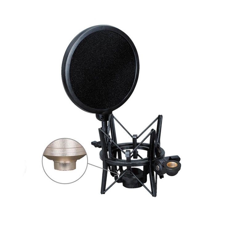 SH-101 Microphone Shockproof Bracket Condenser Microphone Blowout Cover Set(Black) Eurekaonline