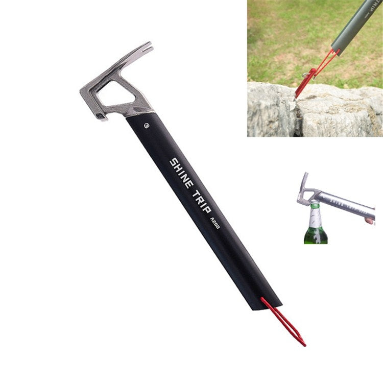 SHINE A260 TRIP Outdoor Climbing Hammer Aluminum Camping Tent Canopy Nail Hammer Multifunctional Survival Hammer(Black) Eurekaonline