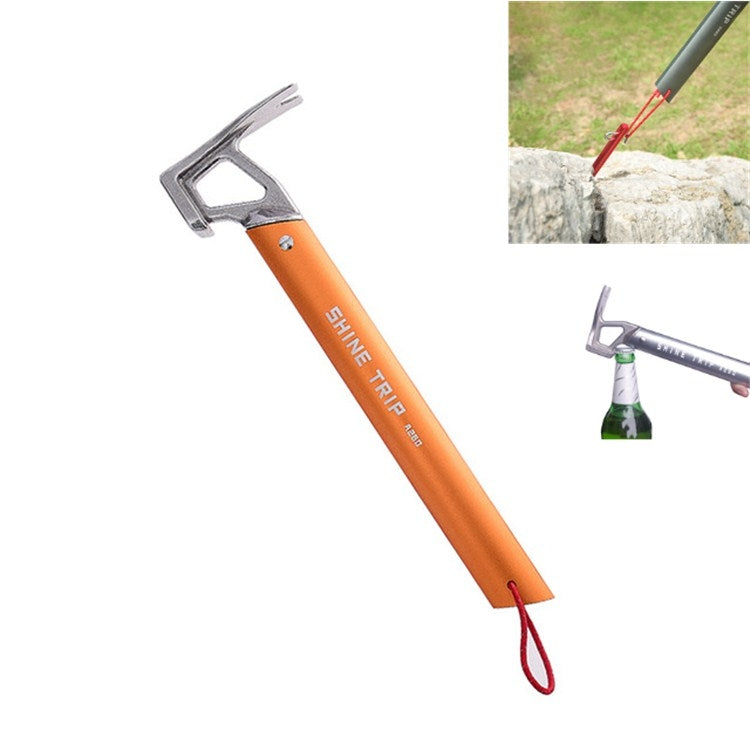 SHINE A260 TRIP Outdoor Climbing Hammer Aluminum Camping Tent Canopy Nail Hammer Multifunctional Survival Hammer(Orange) Eurekaonline