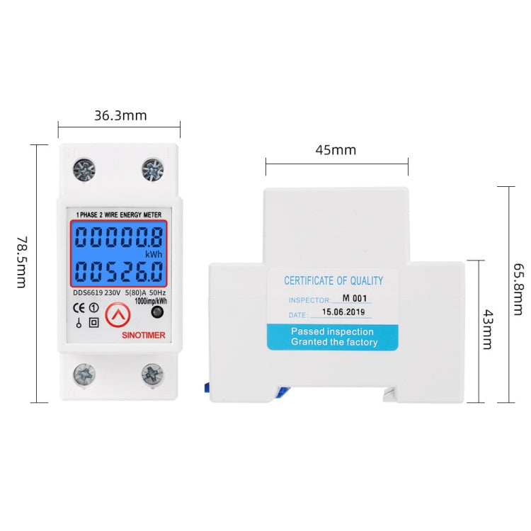 SINOTIMER DDS6619-526L-2 Can Reset Zero Backlight Display Single-phase Rail Electric Energy Meter Eurekaonline