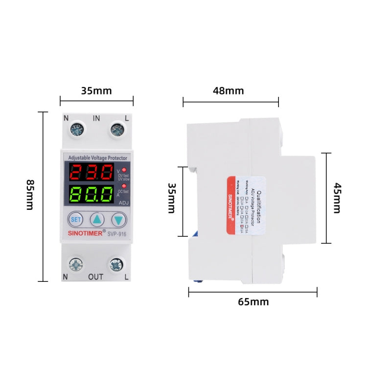 SINOTIMER SVP-916 Adjustable Self-resetting Over-voltage Under-voltage Protector, Current: 40A Eurekaonline