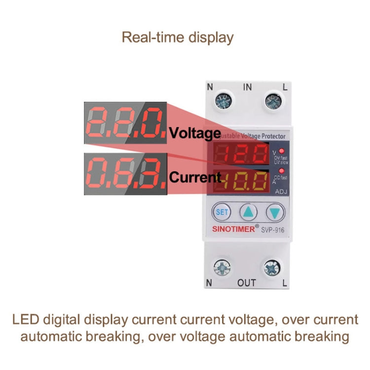 SINOTIMER SVP-916 Adjustable Self-resetting Over-voltage Under-voltage Protector, Current: 80A Eurekaonline