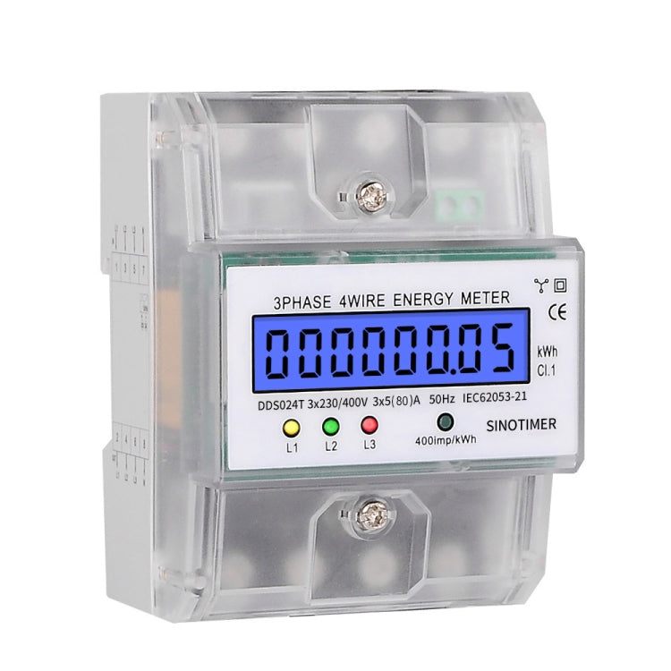 SINOTIMER Three-Phase Backlight Display Electricity Meter 5-100A 400V(DDS024T Transparent Shell) Eurekaonline
